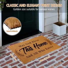 Breling Christian Door Mat, May God Bless This Home Psalm 121: 8 Bible Verse Psalm Faux Coir Welcome Door Mat 17" x 30" with Olive Leaf Design, Non-Slip TPR Backing, for Front Porch Indoor Outdoor