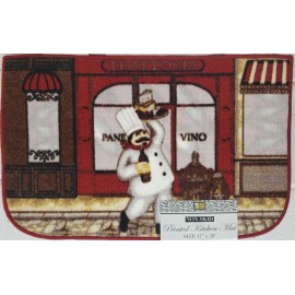 Better Home PRINTED NYLON RUG (nonskid back) (17" x 28") FAT CHEF VINO RED # 1, D Shape, BH