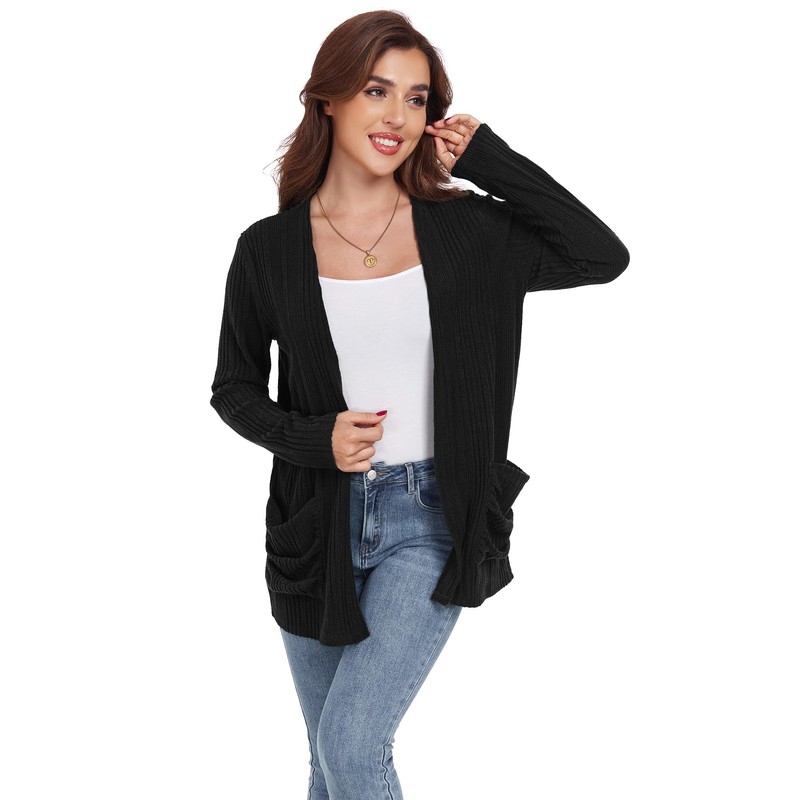 GRECERELLE Womens Cardigans Lightweight Casual Rib Classic Cardigans for Ladies