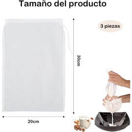 3 Piezas Cheese Cloth, Colador De Malla Fina, Ideal Para Filtrar Nueces, Avena, Leche De Soja, Yogur Griego, Queso, Frutas, Verduras, Tofu, Café Frío e Incluso Sopa, Etc