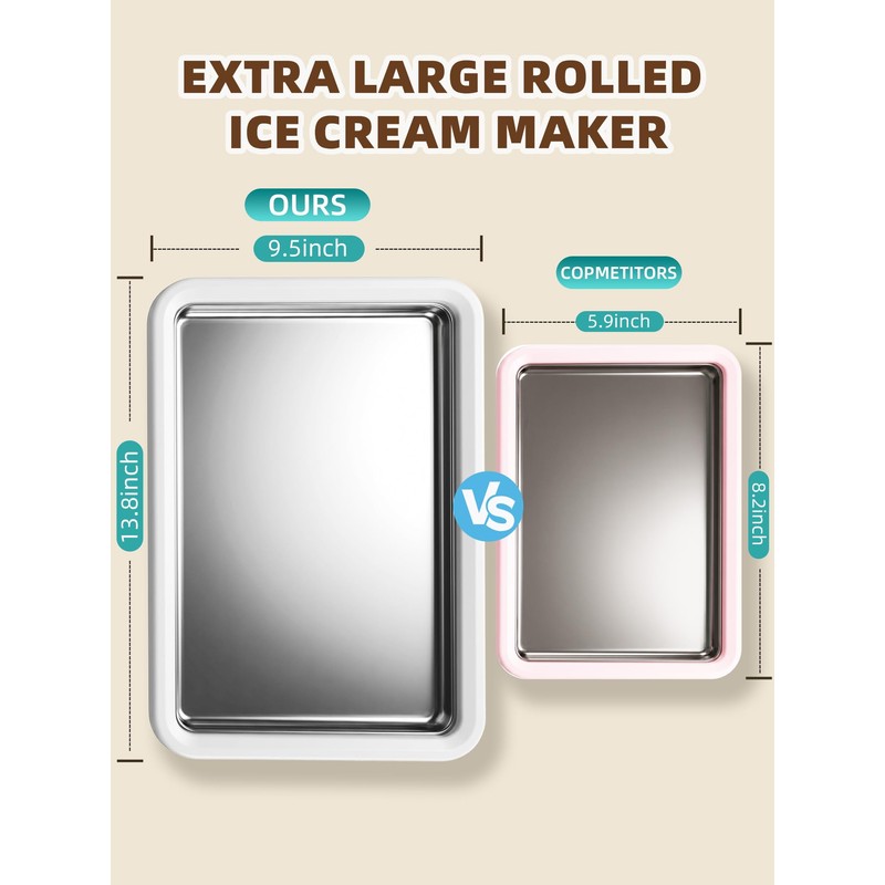 13.8 * 9.5 Inch Extra Large Rolled Ice Cream Maker,