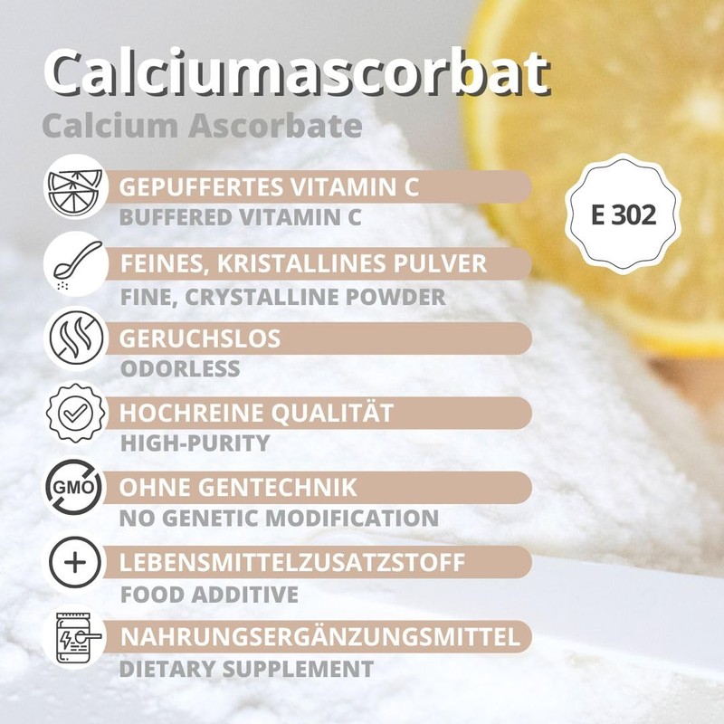 Vitamin C Pulver 100g Calciumascorbat E 302 gepuffert