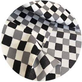 Fashionable Workshop Furoshiki Eco Cloth, Men's, Checkered, White, Black, Polyester, 27.6 inches (70 cm), Made in Japan