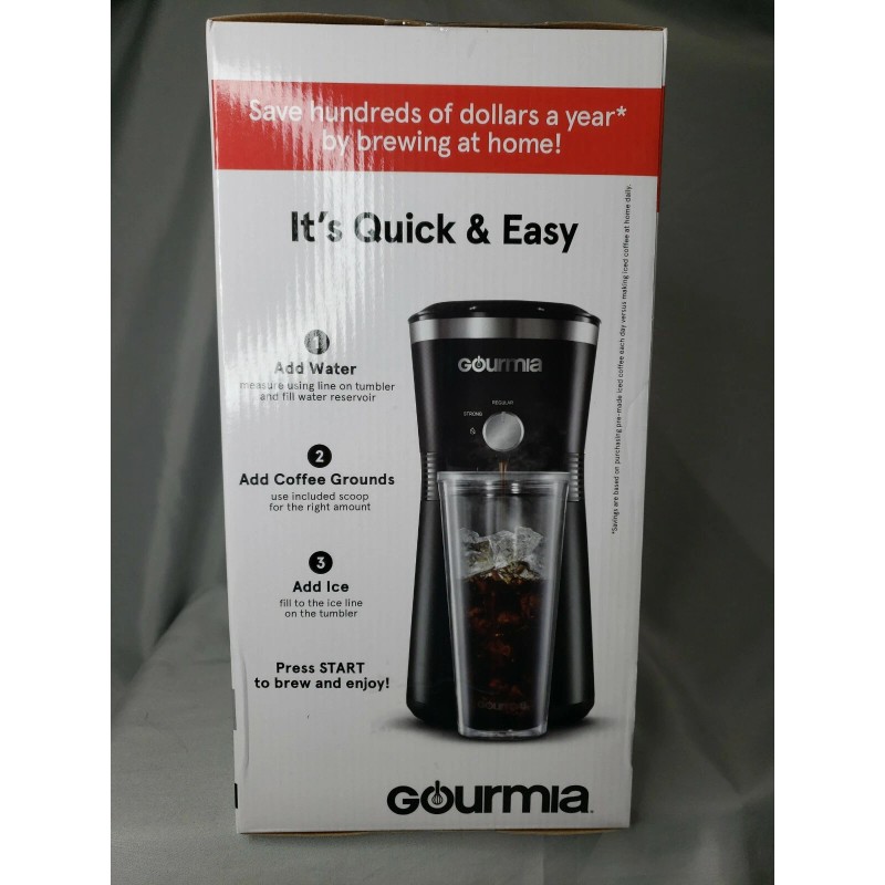 Gourmia Iced Coffee Maker with Brew-Strength Control Reusable Filter and