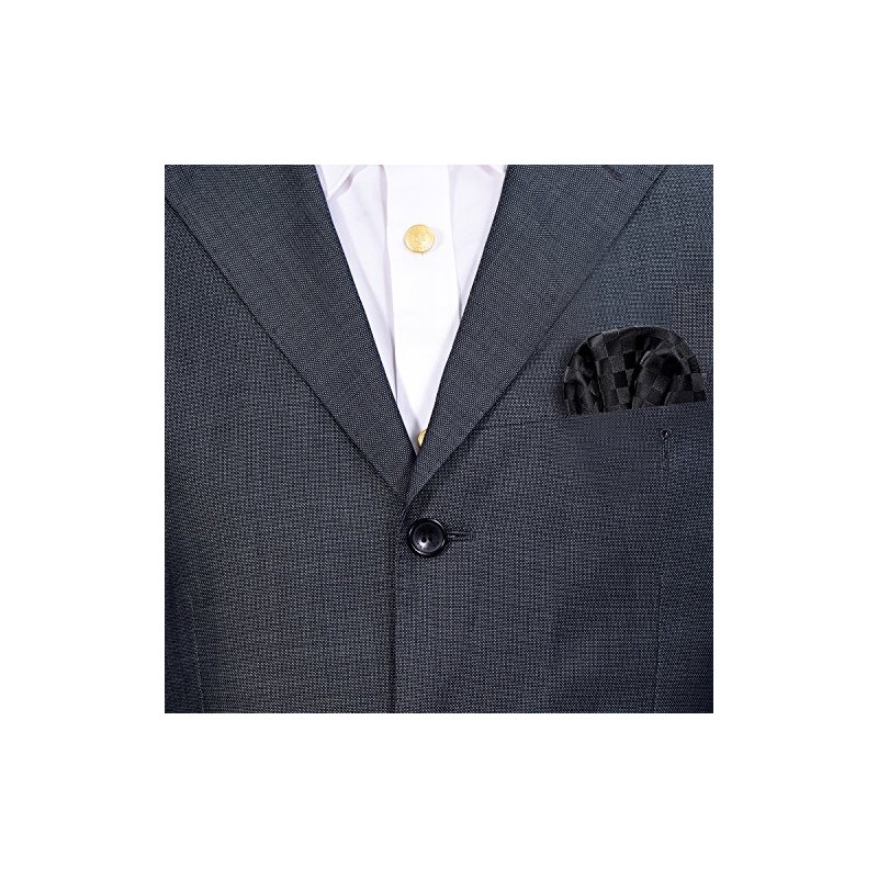DonDon Men's Pocket Square Pre-folded for the Perfect Fit, Black