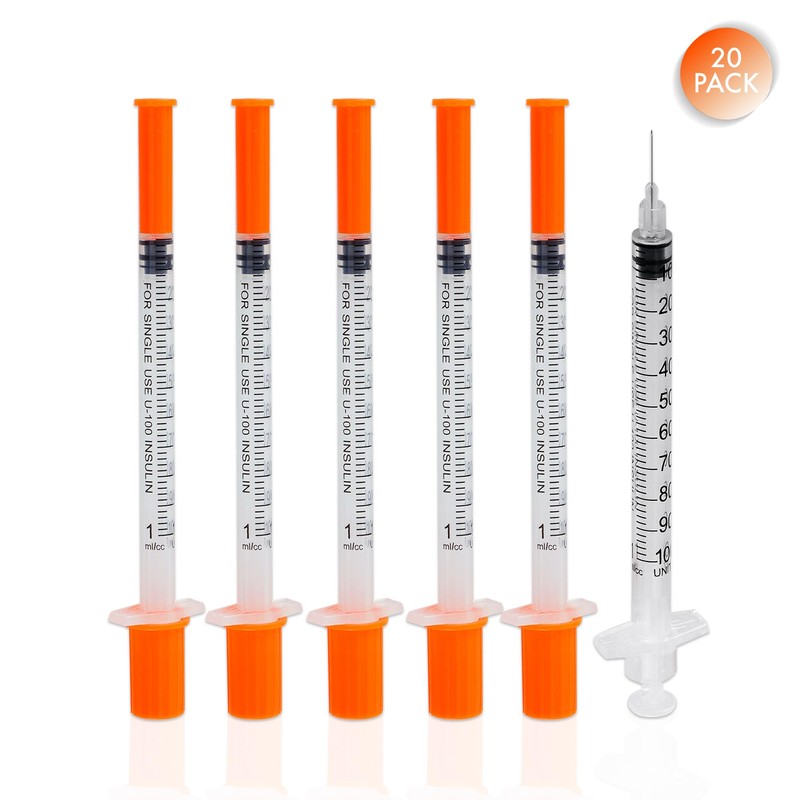 1ml/cc 30G 8mm Syringes, Lab Dispensing Syringe, Individual Wrapped, 20