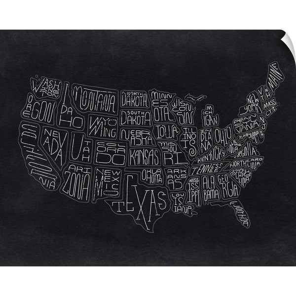 CANVAS ON DEMAND Homemade Chalk Map of The United States