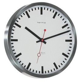 Qwirly Store: Grand Central Train Station #30471002100 Quartz Wall Clock by Hermle - Large Decorative Hanging Round Stainless Steel Clock for Home and Office