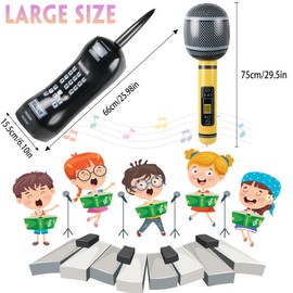Inflatable Microphones Plastic Moble Phone Blow up Large Size Microphone Toy 27.5 Inches Inflatable Microphone for 80s 90s Retro Party Decorations Rappers Hip Hop Plastic Prop (Yellow)