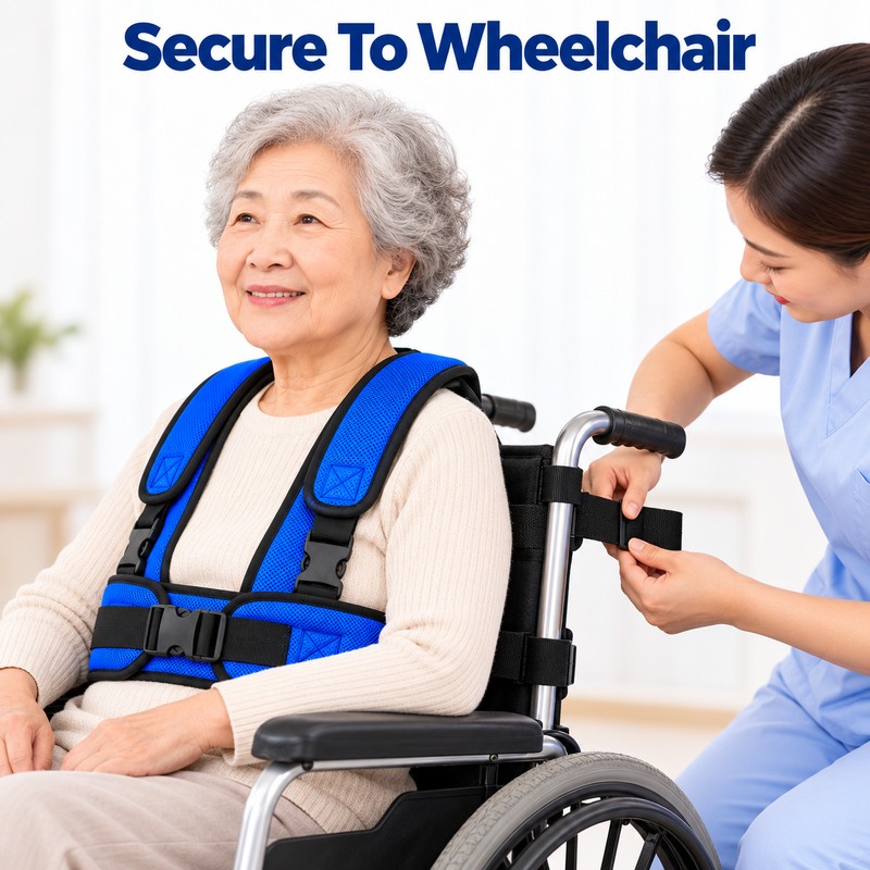 Adjustable Wheelchair Shoulder Harness with Breathable Padded Straps for Everyday
