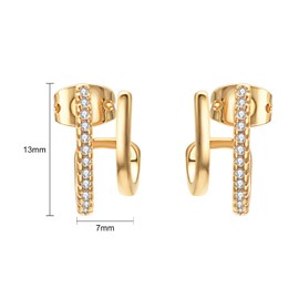 JOLCHIF Gold Cuff Claw Earrings for Women 14K Gold Plated CZ Cubic Zirconia Stud Earrings Split Huggie Earrings