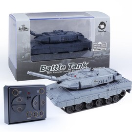 KALASU Remote Control Tank, 2.4GHz 9-Channel RC Combat Vehicle with Sound, Lights, Rotating Turret. Children's Military Toy for Boys and Girls (Grey)