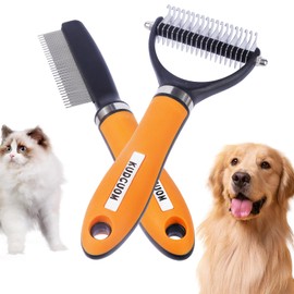 KUDCUOM KUDCUOM Pet Grooming Combo, featuring a Deshedding Brush and Dematting Combs, is specifically tailored for long-haired dogs and cats with tangled hair