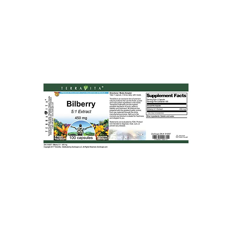 Bilberry 5:1-450 mg (100 Capsules, ZIN: 519257) - 3 Pack