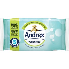 Andrex Wipe Flushable Aloe Vera Washlets | Wet Wipes Gentle Cleansing | Fine to Flush Toilet Tissue | Biodegradable Rapid Disperse | 36 wipes per Pack, Pack of 3 (108) Included Jaspem Shopping List