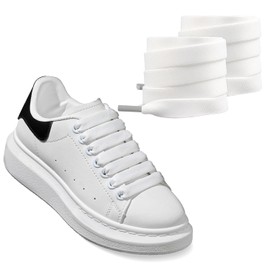 UamGlsob 2 Pairs 1/2''(1.2cm) Flat Thick Shoe Laces for Skate Shoes, Jumbo Fat Wide Shoelaces, Chunky Shoe Strings Replacement Laces for Alexander Mcqueen Sneakers (White, 45''/115cm)