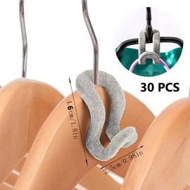 Pack of 30 Mini Clothes Hangers Hooks Flocking, Connecting Hooks, Clothes Hanger Connectors Hooks, Mini Connectors Hooks, for Hangers, Saves Space in Wardrobe (Grey)