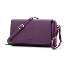 Peacocktion Women Wallet Purse Credit Card Holder with RFID, Large Capacity Crossbody Wristlet Clutch 2 Straps, Purple