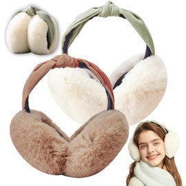 Forreen Women's Earmuffs, Pack of 2 Ear Warmers, Winter Warmer, Plush, Classic, Foldable Ear Warmers, Fashion, Soft Earmuff for Skiing, Hiking and Other Winter Activities