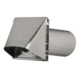 Deflecto Dryer Vent, Wide Mouth Galvanized Vent Hood with Pipe, Silver, 4” (GVH4NR) , GRAY