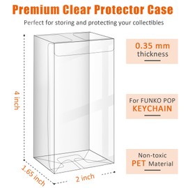 Pop Protector Case for Funko-Pop-Keychain-Figure Display Case Compatible with Funko Pop Keychain- 0.35 mm Thick, Stackable & Clear Pop Protector- PET Plastic Display Case- 20 Pack