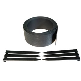 EasyFlex Composite Dig-in Landscape Edging with Anchoring Stakes, 4.5" Straight Top Edging, Garden Edging Border, 20 Foot Kit, Black