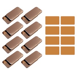 Cubic Ape Slide Top Tin Containers for Lip Balm, Solid Perfume (8-Pack, w/Labels) - Empty Small Cosmetics Metal Boxes with Sliding Lids (Rose Gold, 0.5 OZ)
