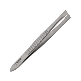 OTTO HERDER Plucking Tweezers - Rustproof Tweezers 8 cm Ribbed Handle - Eyebrow Tweezers for Precise Hair Removal / Angled Design for Plucking Small Hair