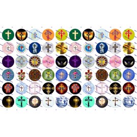 Crafting Mania LLC 60 Precut 1" CROSS Bottle cap Images Set B