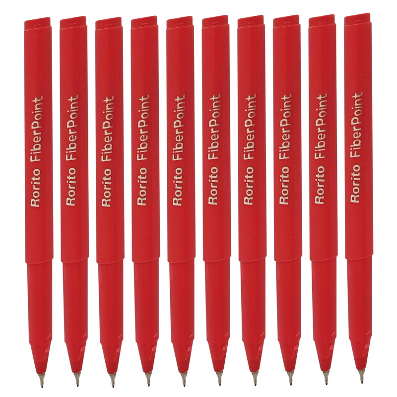 FibrePoint Fineliner Pens, RED, Extra Fine Tip (0.5mm), Pack of