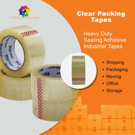 AVG Packaging Supplies Clear Packing Tape (2” x 110 Yds. / Roll), 1.8Mil - Acrylic Carton Sealing Tape, Adhesive Boxing Tape, Heavy Duty Sealing Industrial Tapes for Business & Shipping (72 Rolls)