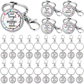 Sureio 50 Pcs Christmas Acrylic Inspirational Keychain with Keychain Hook Clip Employee Appreciation Key Chain Lobster Claw Clasp Thank You Key Ring Christmas Gifts for Coworker Teacher Staff Team