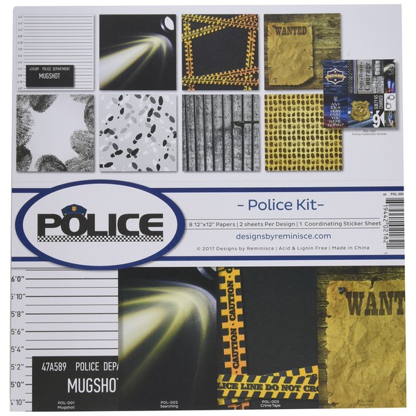 Reminisce POL-200 Police Scrapbook Collection Kit, Black, 12x12 inches