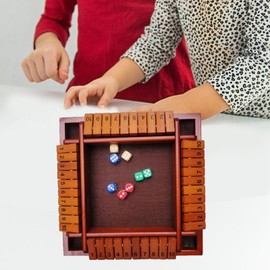 Ronyme Shut The Box Dice Game, Compact Game for Social Gatherings, Brown