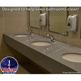 Medical Sink Splash Guard Clear Acrylic with Easy Reach Cutaway Free Standing One Piece Barrier Shield 18" Height 4.5" Wide 19" Length No Assembly Required by Marketing Holders