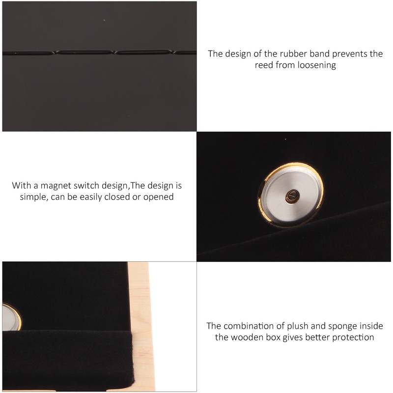 Saxophone Clarinet Reed Case Solid Wood 5-Reeds Holding Storing Box