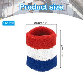 MECCANIXITY Wrist Sweatbands Sports Wrist Bands Sweat for Men & Women Athletic Absorbent for Basketball Football Tennis Soccer Running Working Out Blue, White, Red, Pack of 14