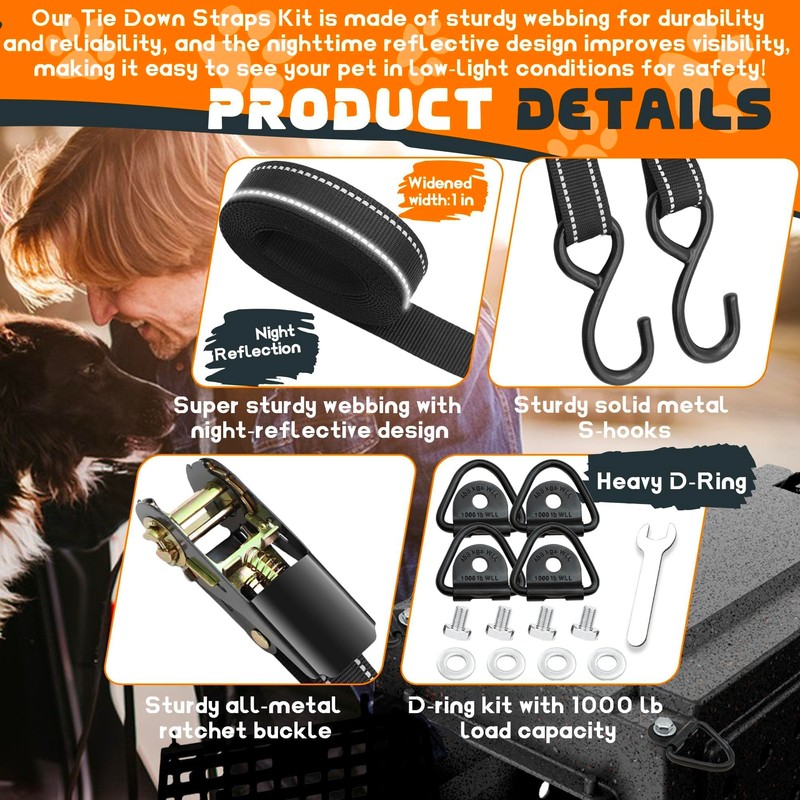 Terixe 4 Pack Tie Down Kit for Ruffland Kennel -