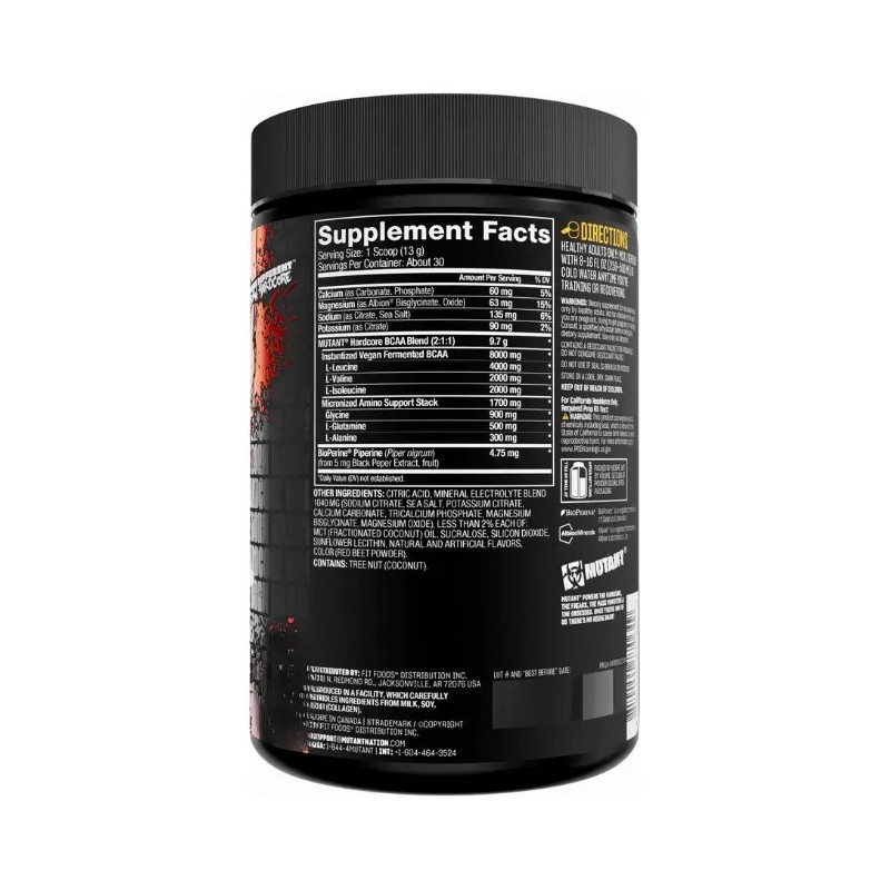 Bcaa Hardcore Mutant Aminoacidos Suplemento 30 Servicios Sabor Durazno