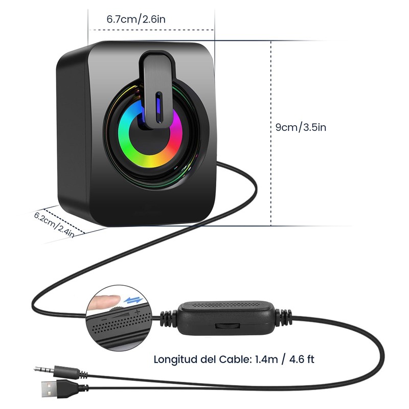 LENGSIDA Bocinas para PC, Altavoces Multimedia USB para PC, Computadora,