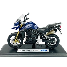 Welly Triumph Tiger Explorer 1200 Touring Blue with Socket 1:18 1/18 Metal Model Motorcycle Die Cast New in Box