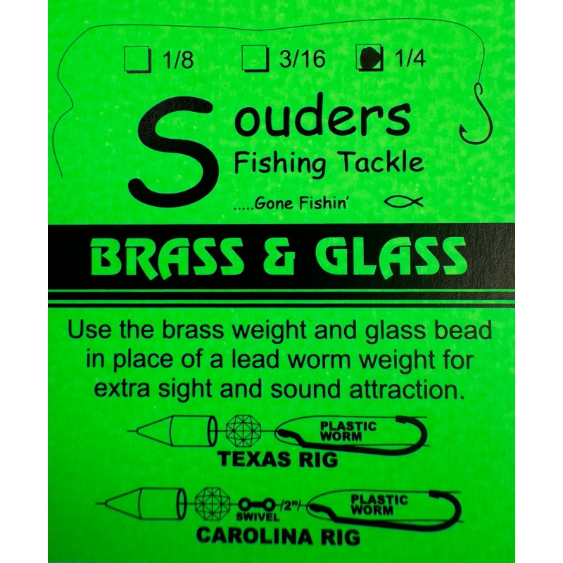 Souders Fishing Tackle 1/4 oz Brass & Glass Combo Pack-