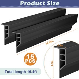 Maasechs Dock Bumpers Full Face Edge PVC Profile Guard with Adhesive Backing Dock Bumpers Fender for Straight Edge and Side Full Protection for Protecting Large Boat (Black,15 Pcs)