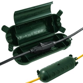 HONDERSON 2PK Outdoor Extension Cord Cover Outside Waterproof, Extension Cord Protector Connector, Electrical Safety Box to Protect Outdoor Plug, Outlet, Christmas Decorations Lights, Green