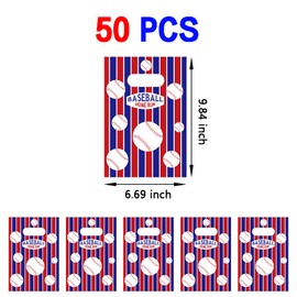 CupaPlay 50PCS Baseball Party Supplies Goodie Favor Plastic Bags - Baseball Birthday Party Favors Decorations Sport Goodie Bag