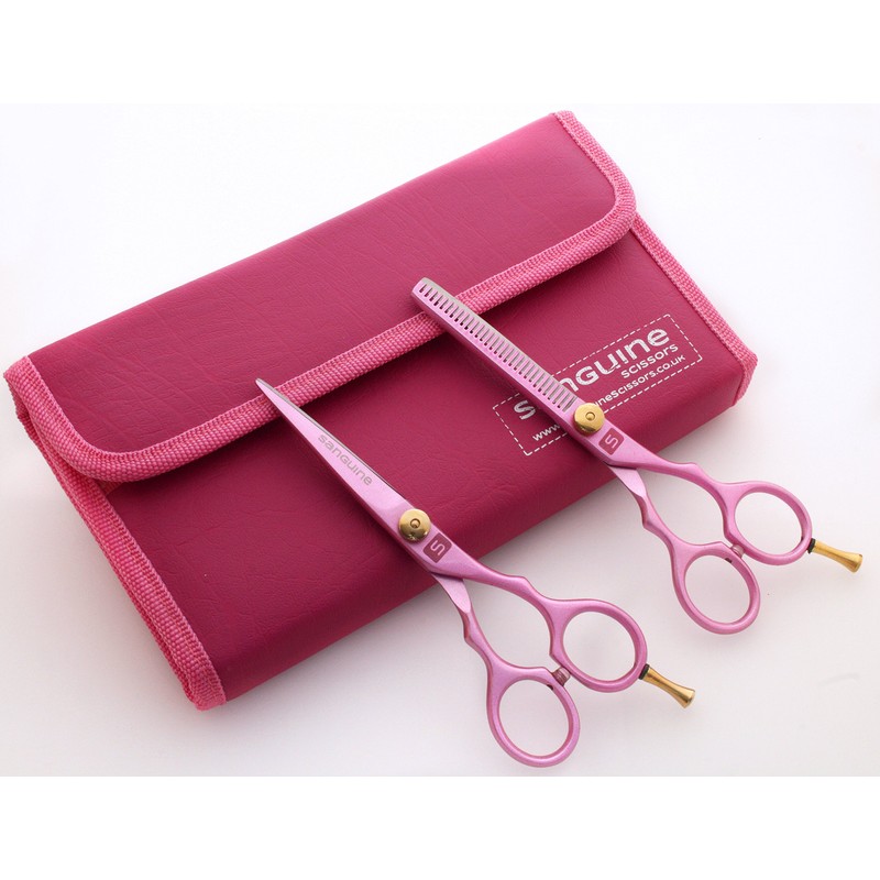 Hairdressing & Thinning Scissors Pink with Matching Sturdy Case