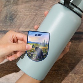 Die Cut Sticker Idaho, Lithograph, Bear Family in Field, Vinyl Sticker 3 to 6 inches, (Waterproof Decal for Cars, Water Bottles, Laptops, Coolers), Large