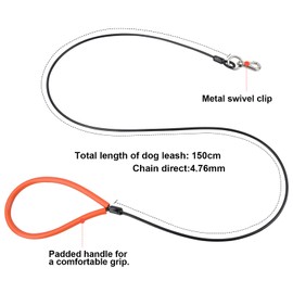 Chew Proof Dog Lead - Durable Metal Rope With Stainless Steel Wire and Handle for Small Medium Dogs (#1, 2M)