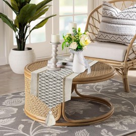 yuboo Boho Table Runner Triangular End, Spring Short Table Runners 36 Inches, Macrame Dresser Cover Top for Nightstand, Coffee Table, End Table, Easter Farmhouse Table Decor