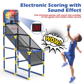 EagleStone Kids Basketball Hoop Arcade Game W/Electronic Scoreboard Cheer Sound, Basketball Hoop Indoor Outdoor W/4 Balls, Basketball Game Toys Gifts for Kids 3-6 5-7 8-12 Toddlers Boys Girls